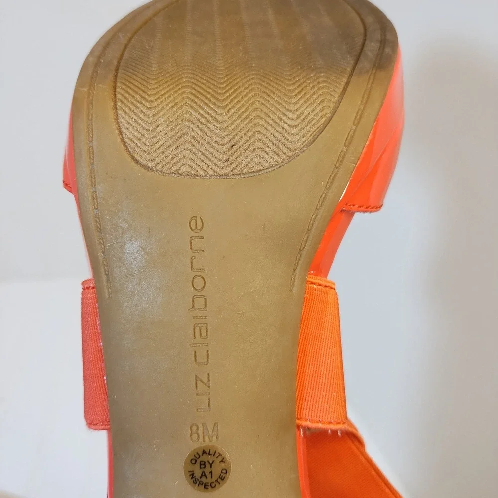 Liz Claiborne Coral Orange Open‎ Toe Platform Stiletto Sandals Womens 8M Strappy